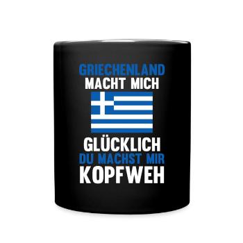 Griechen Grieche Griechenland - Tasse einfarbig - Schwarz - Vorne