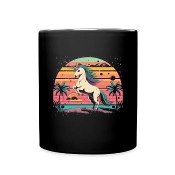 Einhorn Vintage Einhorn Geburtstag Einhörner - Tasse einfarbig - Schwarz - Vorne