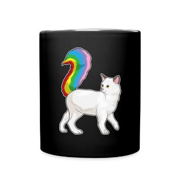 Katze Regenbogen - Tasse einfarbig - Schwarz - Vorne