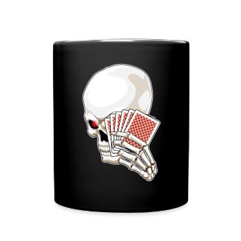 Totenkopf Poker Pokerkarten - Tasse einfarbig - Schwarz - Vorne