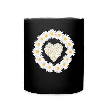 Gänseblümchen Blume Daisy Flower Love Heart - Tasse einfarbig - Schwarz - Vorne