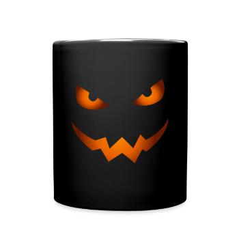 Scary Jack O Lantern Pumpkin Face Halloween - Full Colour Mug - black - Front