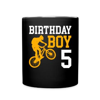 5. Geburtstag Fahrrad Kinder - Tasse einfarbig - Schwarz - Vorne
