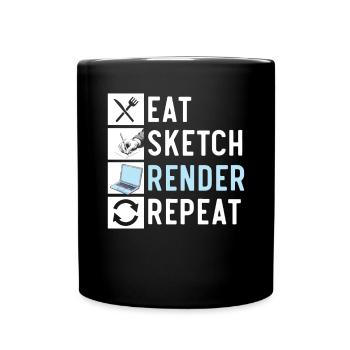 3D-Animator Animieren von Keyframes, Rendern von Animationen - Tasse einfarbig - Schwarz - Vorne