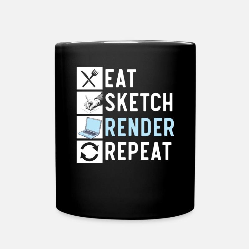 3D-Animator Animieren von Keyframes, Rendern von Animationen - Tasse einfarbig - Schwarz