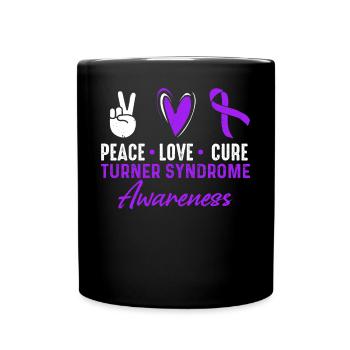 Peace Love Cure Turner Syndrome Awareness Month - Full Colour Mug - black - Front