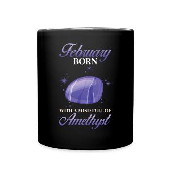 Birthstone February Amethyst - Full Colour Mug - black - Front