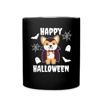 Corgi Happy Halloween Cute Vampire Costume - Full Colour Mug - black - Front