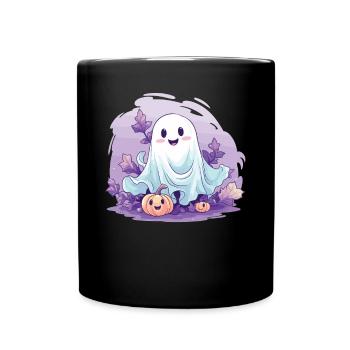 Halloween groovy Geist Hippie Kürbis Vintage - Tasse einfarbig - Schwarz - Vorne