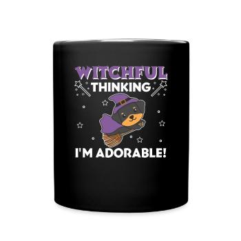 Rottweiler Halloween Witch Witches I'm Adorable - Full Colour Mug - black - Front