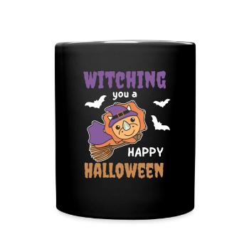 Triceratops Hexe Witching you a Happy Halloween - Tasse einfarbig - Schwarz - Vorne