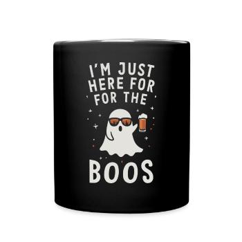 Ich bin nur wegen der Buhrufe hier - Tasse einfarbig - Schwarz - Vorne