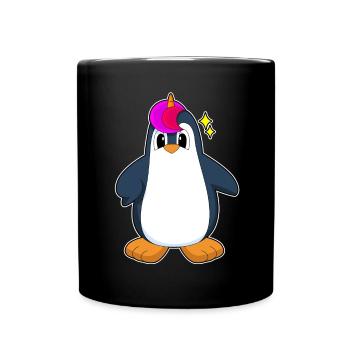 Pinguin Einhorn - Tasse einfarbig - Schwarz - Vorne