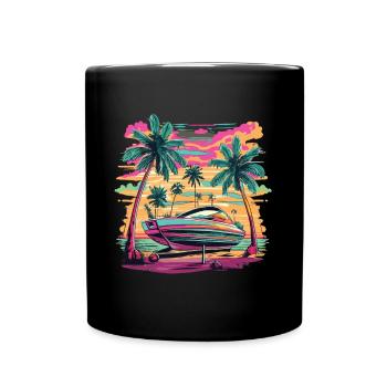 powerboat boat sports boat yacht boat owner - Full Colour Mug - black - Front
