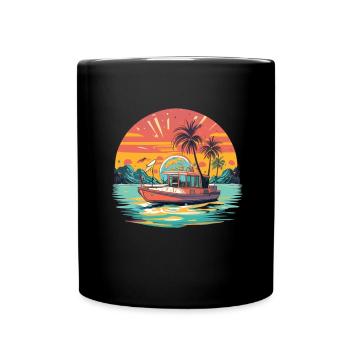 powerboat boat sports boat yacht boat owner - Full Colour Mug - black - Front