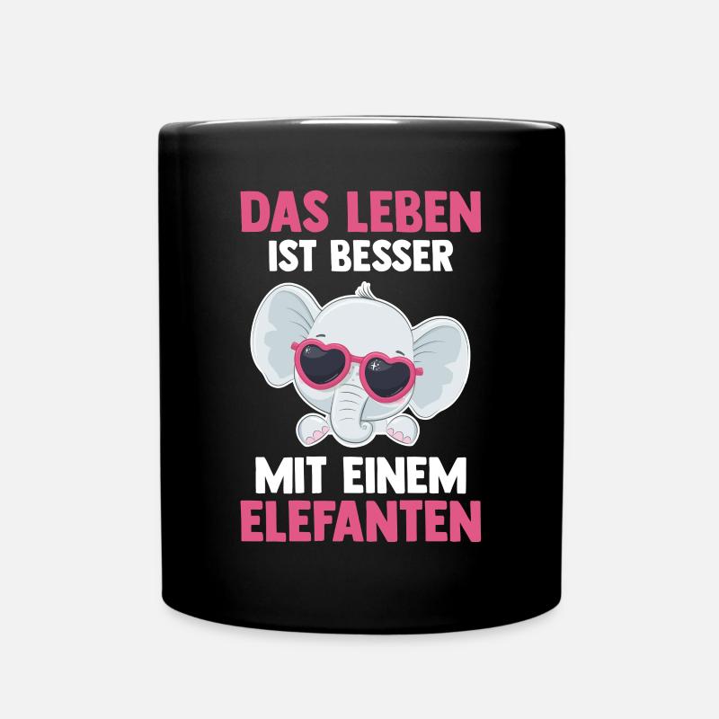 Elefant Elefanten - Tasse einfarbig - Schwarz