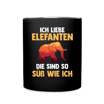 Elefant Elefanten - Tasse einfarbig - Schwarz - Vorne
