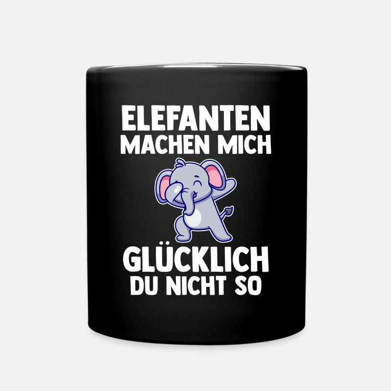 Elefant Elefanten - Tasse einfarbig - Schwarz
