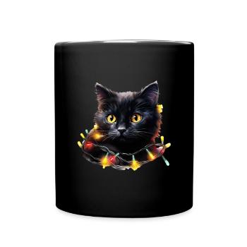 Lumières de Noël Cat Noël - Mug uni - noir - Devant