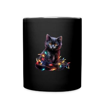 Lumières de Noël Cat Noël - Mug uni - noir - Devant