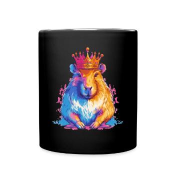 Capybara avec capybara couronne - Mug uni - noir - Devant