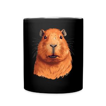 Capybara in Nature Wasserschwein - Tasse einfarbig - Schwarz - Vorne