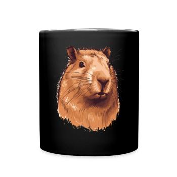 Capybara in Nature Wasserschwein - Tasse einfarbig - Schwarz - Vorne