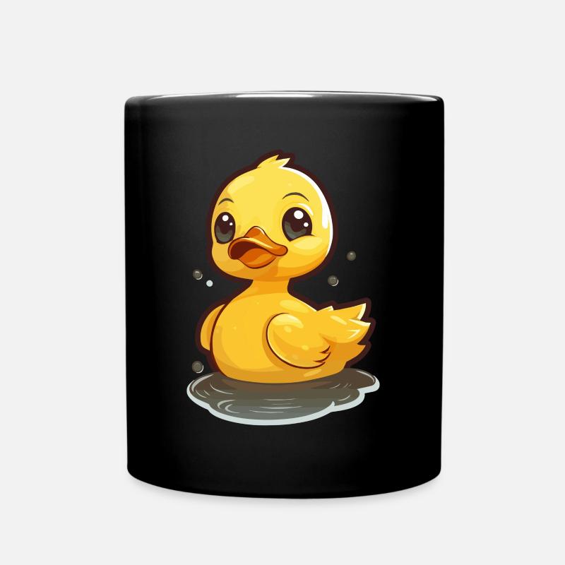 Gelbe Gummiente Badeente - Tasse einfarbig - Schwarz