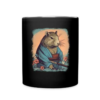 Capybara Samurai Wasserschwein - Full Colour Mug - black - Front