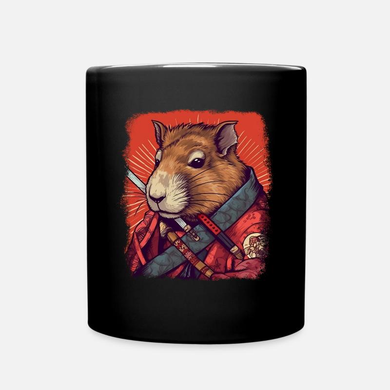 Capybara Samurai Wasserschwein - Tasse einfarbig - Schwarz