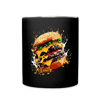 Triple Cheeseburger XXL Burger Art - Full Colour Mug - black - Front