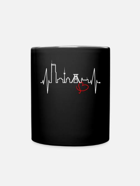 Essen Skyline Herzschlag Ruhrpott Fan Herz Essener - Full Colour Mug - black