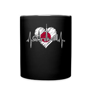 Tokyo Skyline Heartbeat Japan Flag I Love Tokyo - Full Colour Mug - black - Front