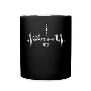 Tokyo Skyline Heartbeat Japan Heart I Love Tokyo - Full Colour Mug - black - Front