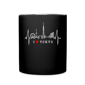 Tokyo Skyline Heartbeat Japan Heart I Love Tokyo - Full Colour Mug - black - Front