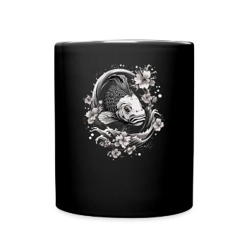 Koi Fische Kois-Karpfen Koi Garten-Teich Koi - Tasse einfarbig - Schwarz - Vorne