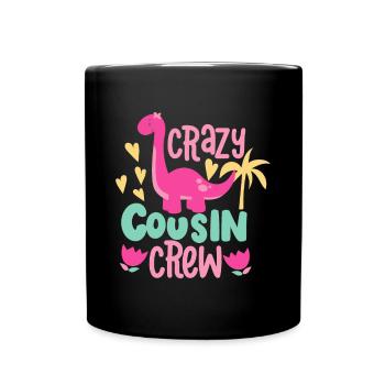 Crazy Cousin Crew Girls Dino Dinosaurier - Tasse einfarbig - Schwarz - Vorne
