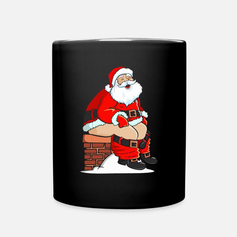 Le Père Noël fait caca dans la cheminée - Mug uni - noir