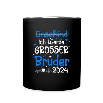 Bald Großer Bruder 2024 Herz - Tasse einfarbig - Schwarz - Vorne