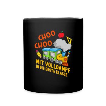Mit Volldampf in die Erste klasse Eisenbahn Zug - Tasse einfarbig - Schwarz - Vorne