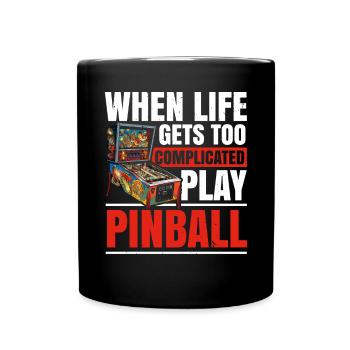 Pinball Machine Arcade Game Classic Video Game - Full Colour Mug - black - Front