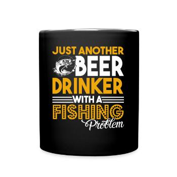 Fishing Beer Drinker With Fishing Problem - Full Colour Mug - black - Front