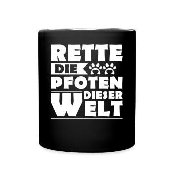Tierretter Tierrettung Rette Die Pfoten Dieser - Tasse einfarbig - Schwarz - Vorne