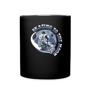 Skating To The Moon Cosmonaut Spaceship - Full Colour Mug - black - Front