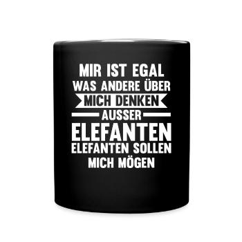 Elefant Elefanten - Tasse einfarbig - Schwarz - Vorne