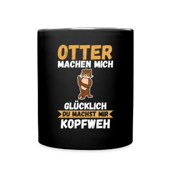 Seeotter Fischotter Otter - Tasse einfarbig - Schwarz - Vorne