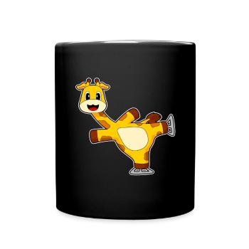 Giraffe Eislaufen Schlittschuhe Wintersport - Tasse einfarbig - Schwarz - Vorne