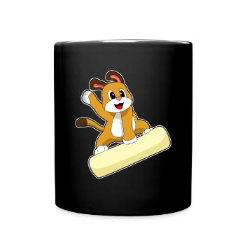 Hund Snowboarder Snowboard - Tasse einfarbig - Schwarz - Vorne