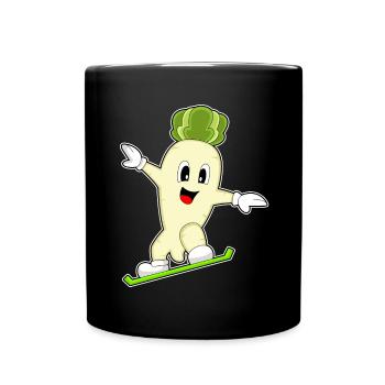 Radieschen Snowboarder Snowboard - Tasse einfarbig - Schwarz - Vorne