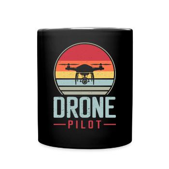 Drohne - Tasse einfarbig - Schwarz - Vorne